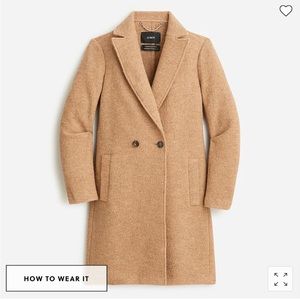 NWT J.Crew ‘New Daphne topcoat in Italian boiled wool’ • Camel • size 0 Classic